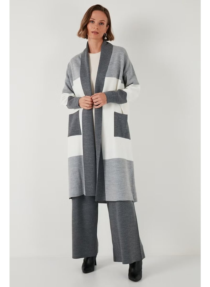 Lela Modest Color Block Long Knitted Cardigan Women's Cardigan 4616172 - Image 1